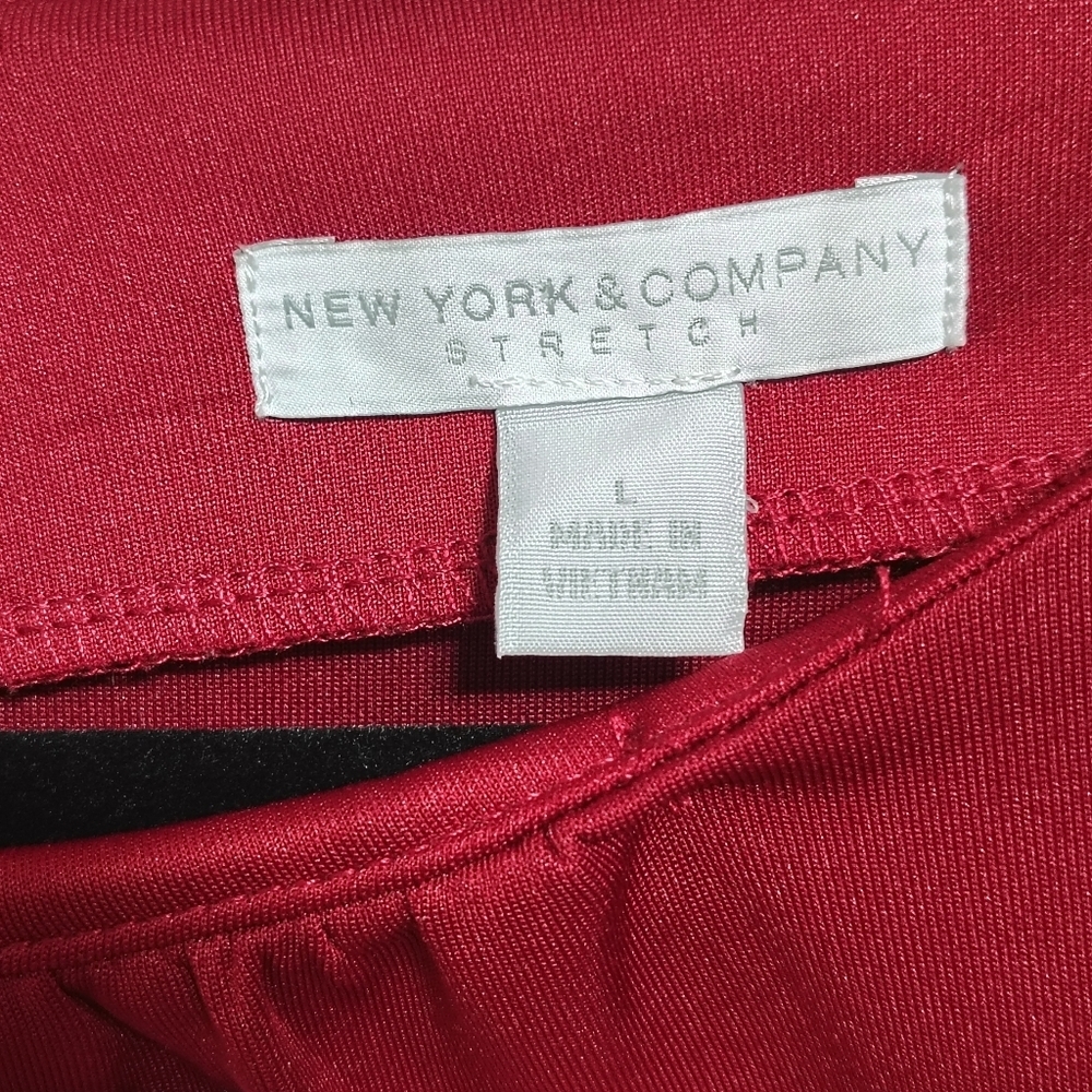 New York & Company Women's Large Red Stretch Zip Up Cocktail Dress Knee Length - Picture 3 of 7